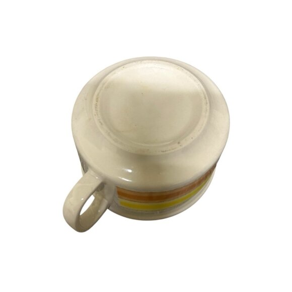 Vintage Striped Yellow and Tan Stoneware Soup Bowl Mug X 2 - Picture 6 of 6